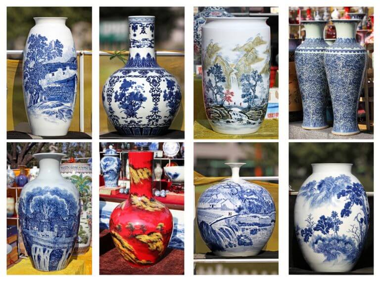 Forskellige variationer af porcelænsvaser