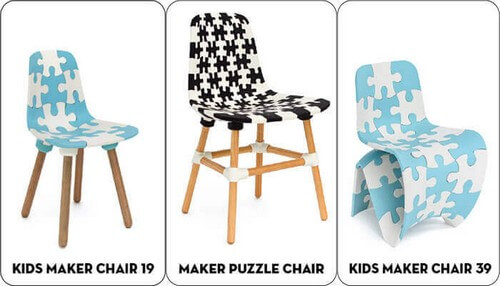 3D-printede stole med puslespilsdesign 