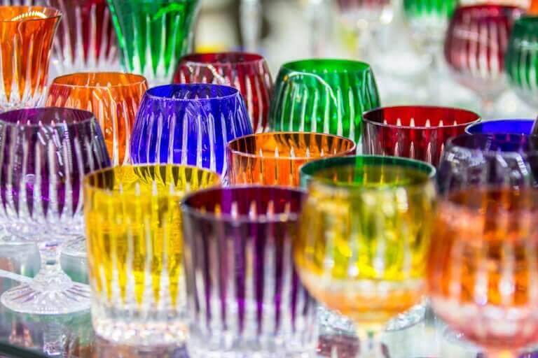 glas i forskellige farver