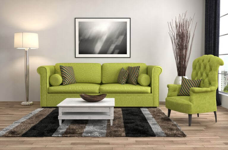 Dekorer din stue med en grøn sofa