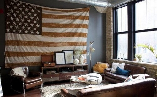 Det amerikanske flag på væggen