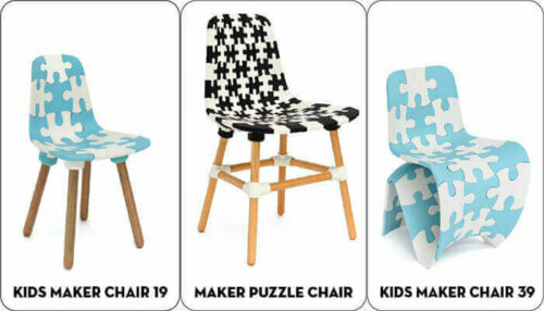 Puzzle-Stühle von Bits & Parts sind orginelle 3D-gedruckte Möbel. 