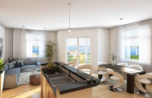 Ein Wohnzimmer mit separaten Bereichen – Multifunktionaler Raum