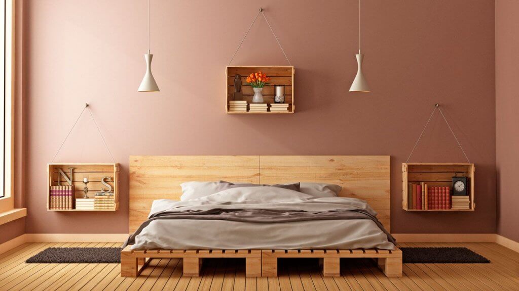 decorar sua casa com caixas de madeira-mesinhas de cabeceira.