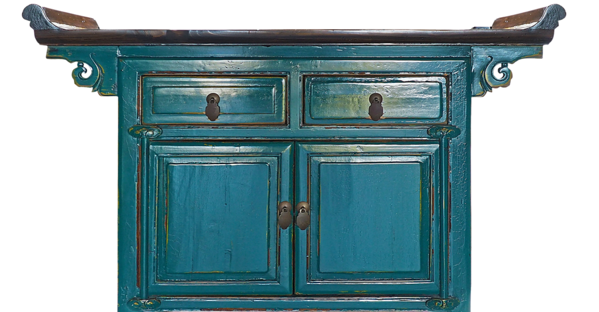 Gabinete azul reaproveitado-decoração da casa