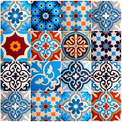 Azulejos hidraúlicos de distintas formas geométricas