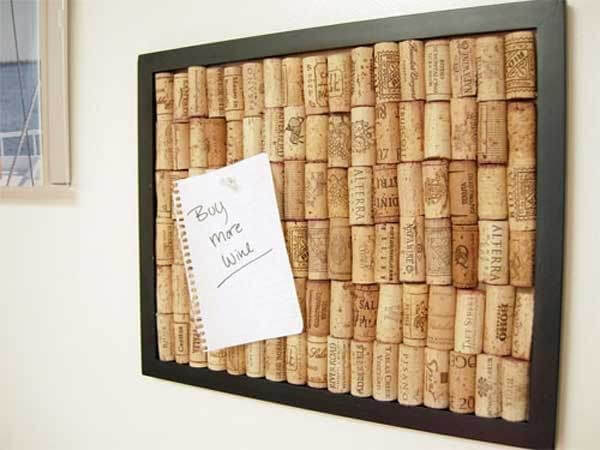 Board with wine bottle corks.