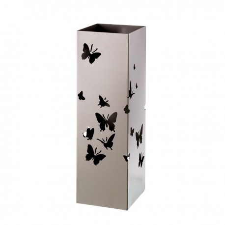 Paragüero metálico con siluetas de mariposas para decorar.