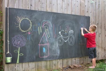 Having a chalkboard in your playground is a great way to keep your children occupied.