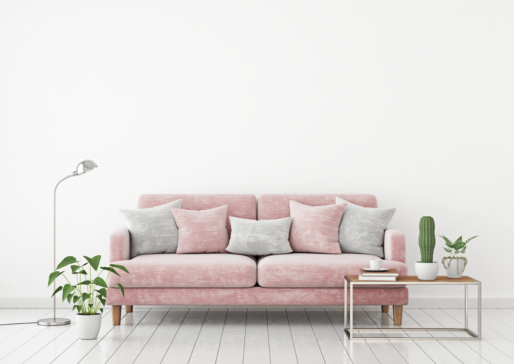 sofás rosas pastel