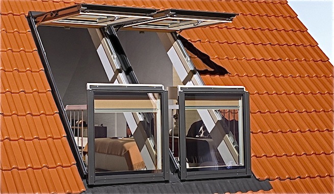Attic windows that transform into balconies are a great way to enjoy the view.