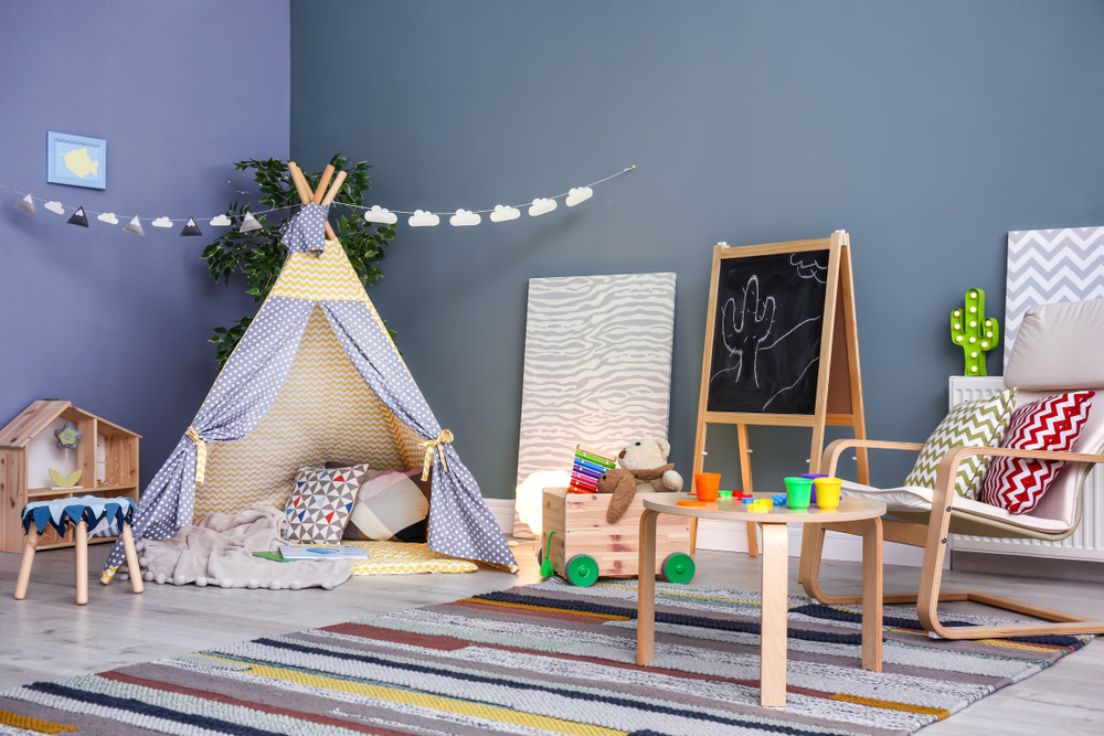 Fill the teepee with cushions and toys.