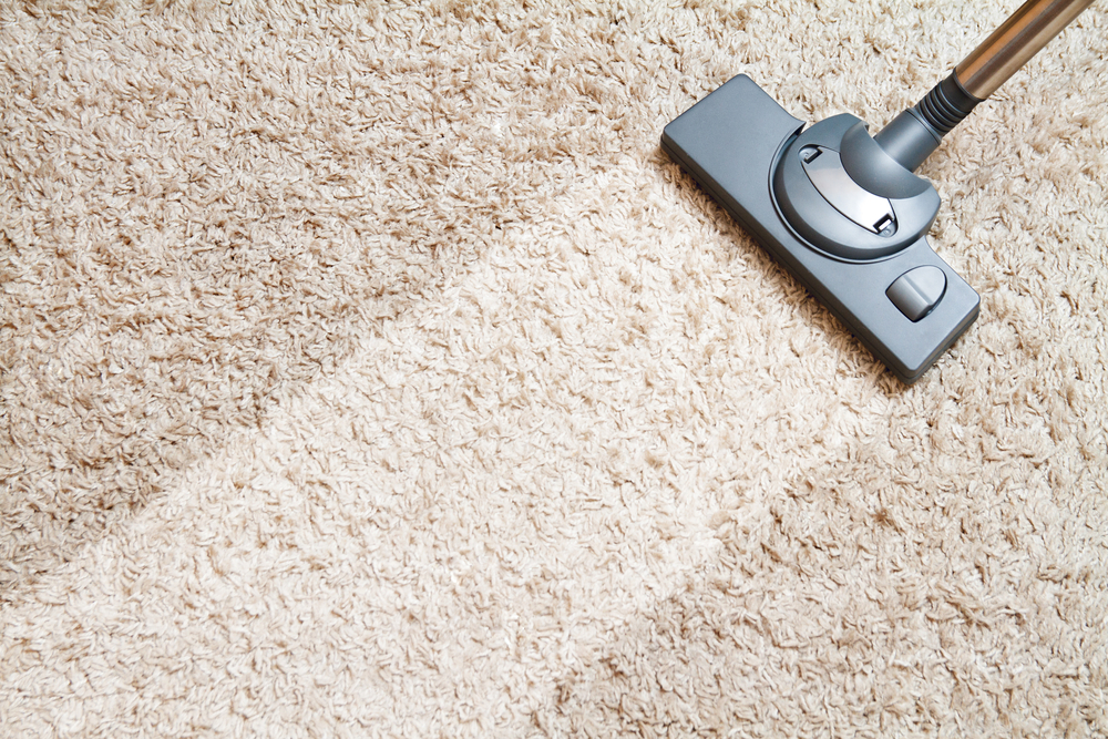 Vacuuming the carpets.