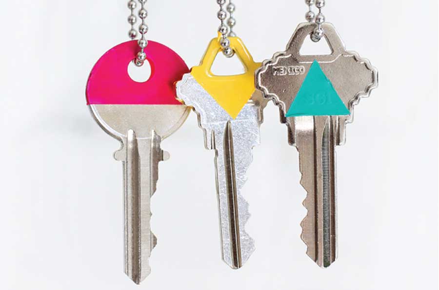 Decorate your keys so you can identify them.