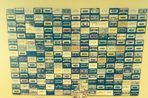 Use cassettes to create mural for your wall.