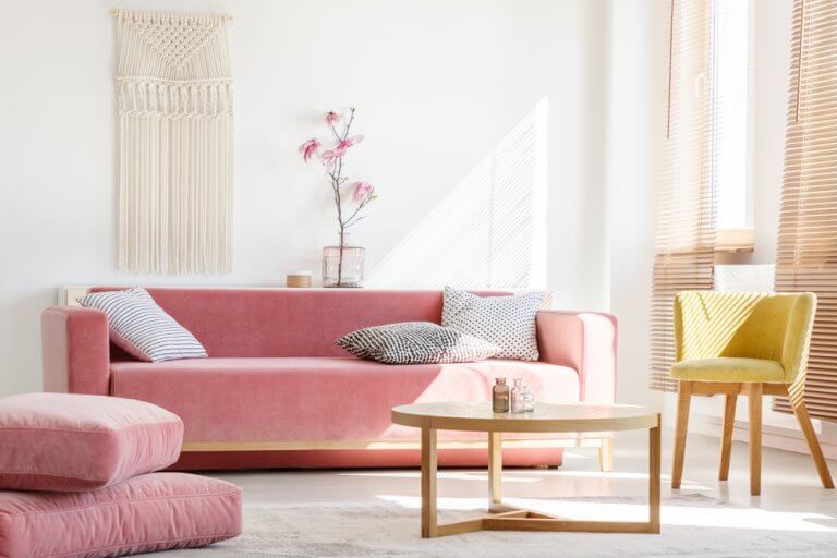 Ideas de decoración de interiores en rosa palo