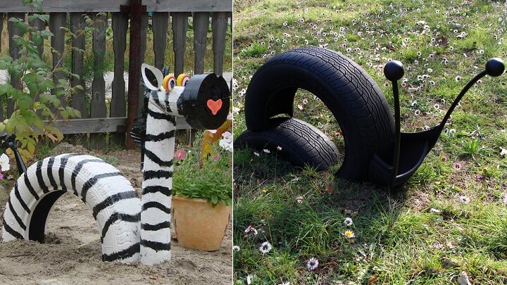 Animales hechos con neumáticos.
