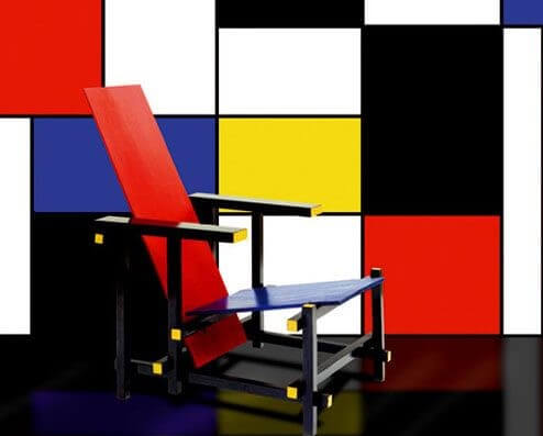 Influencia de Mondrian en la silla Roja y Azul.