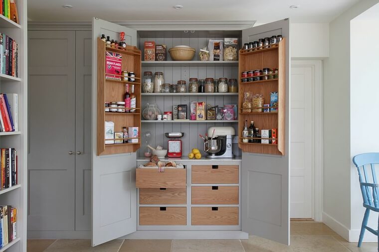 Kitchen with pantry.