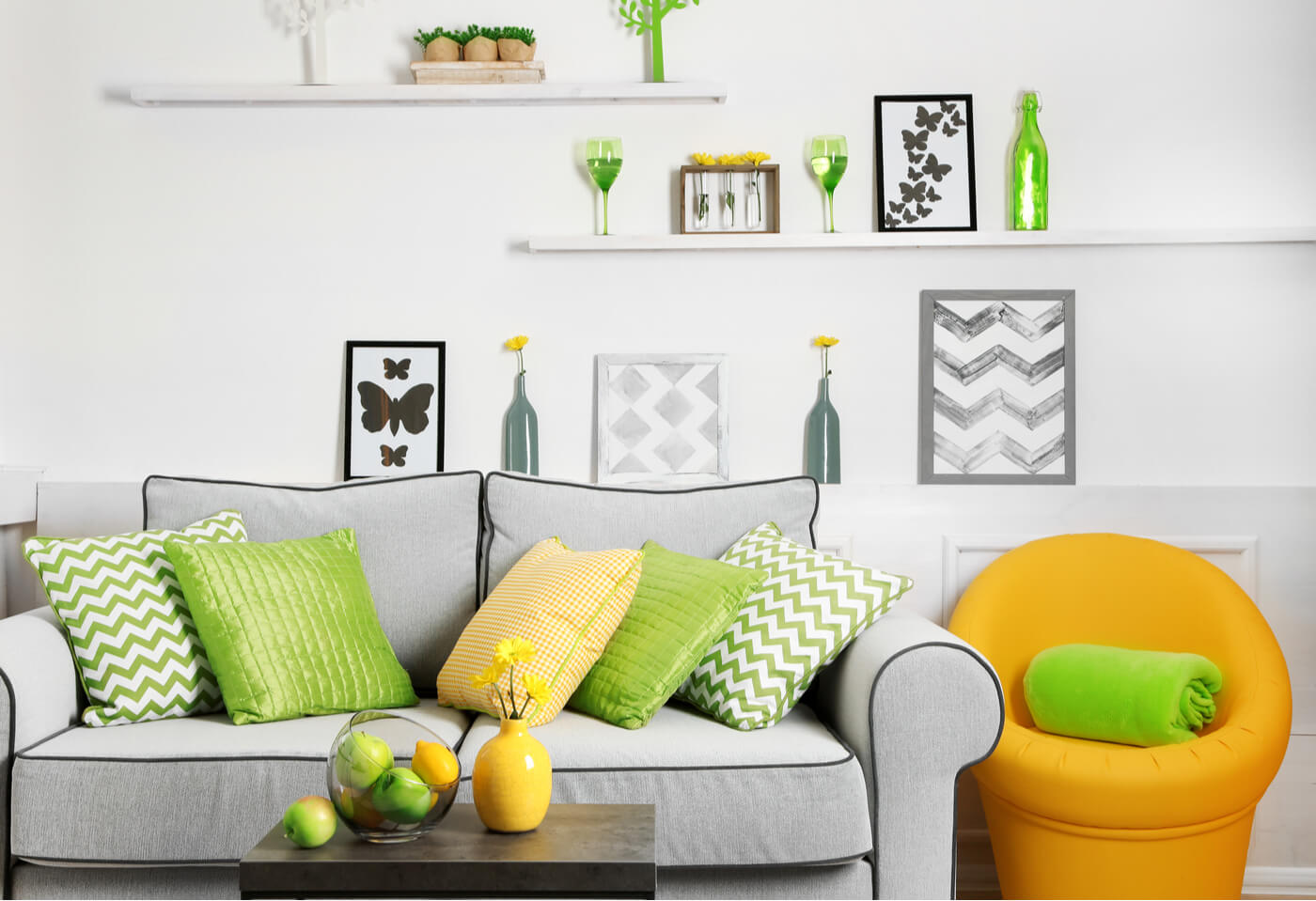 Relación entre el verde y el amarillo para decorar los interiores