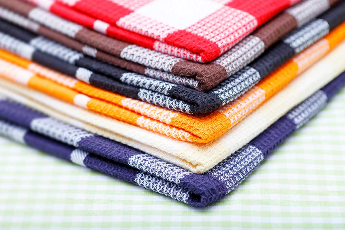 Show off some pretty kitchen towels.
