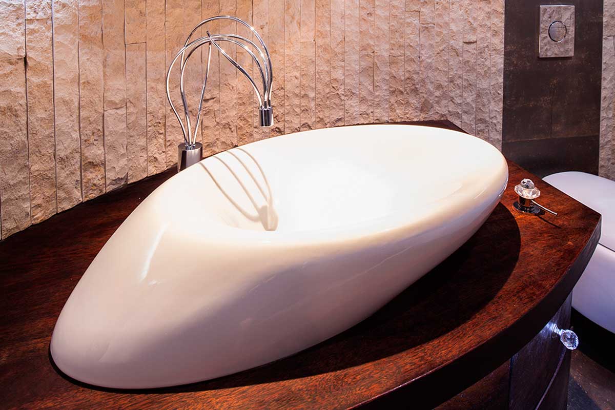 Irregular shaped sink.