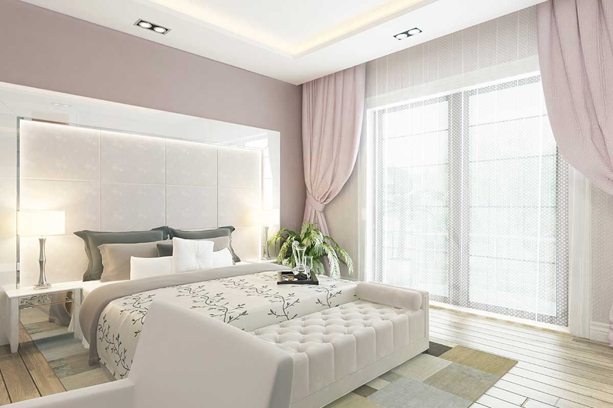 Dormitorio lila.