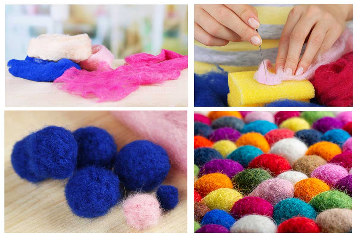 Cómo hacer alfombras con bolas de fieltro.