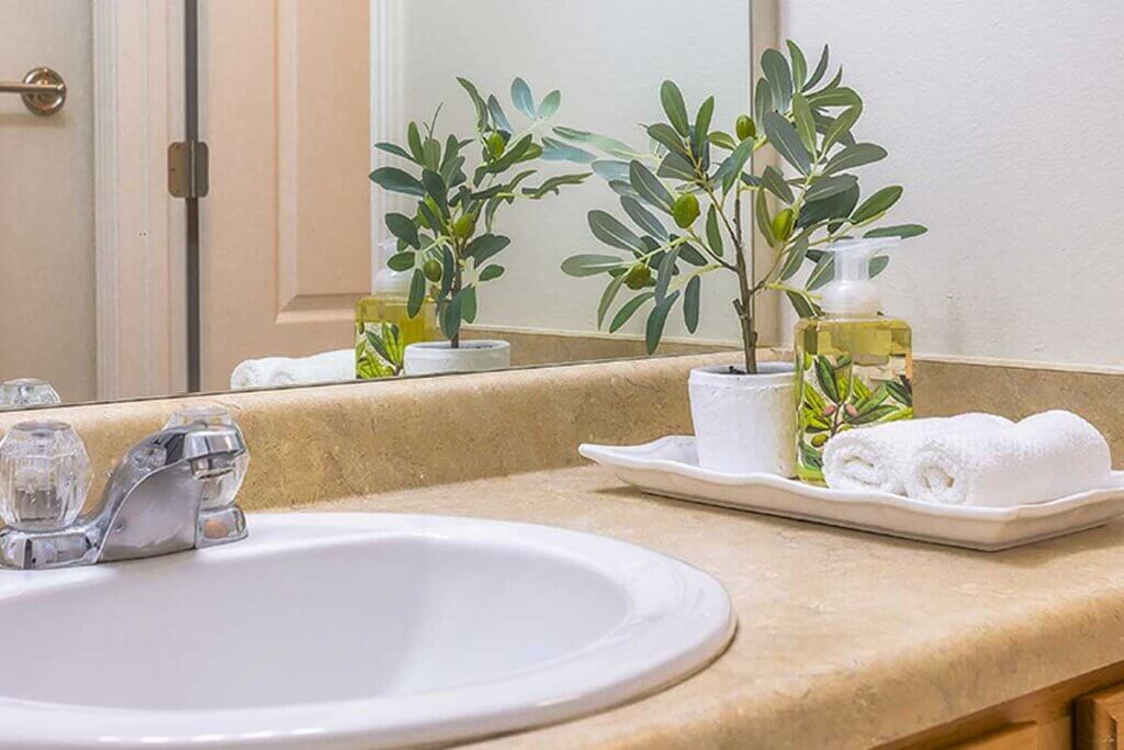 Usa i vassoi per decorare il bagno.