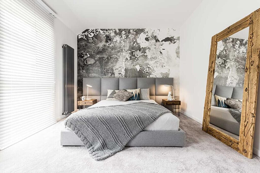 Mirrors should never be missing in the decoration of a bedroom for a young couple.