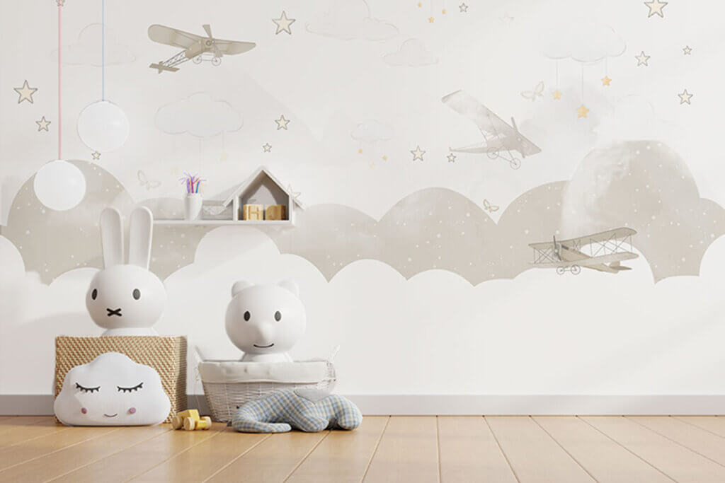 Children's wallpaper in which white predominates is a trend due to its elegance and the calm it produces.