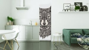  Motivo di animali in vinile, lupo, per decorare il frigorifero.