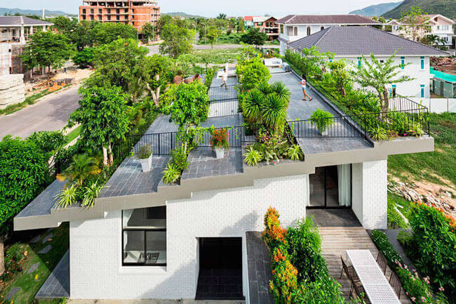 Villa unifamiliare con tetto verde