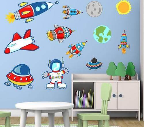 adesivi in vinile da parete con personaggi dei viaggi spaziali