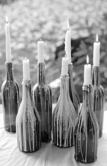 Pozioni stregate: bottiglie con candela.