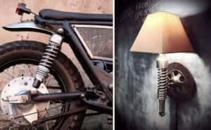 古くなったオートバイをインテリアに再利用する方法　手作りランプ