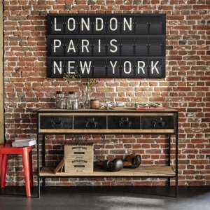 런던, 파리, 뉴욕 보드판을 이용한 집 입구 장식