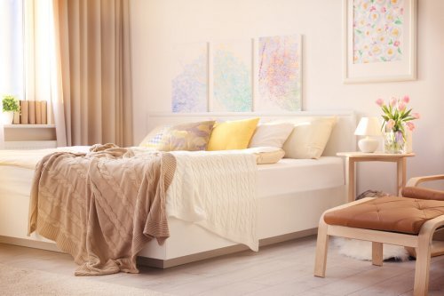 Slaapkamer in neutrale kleuren
