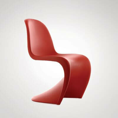 Een rode Panton-stoel