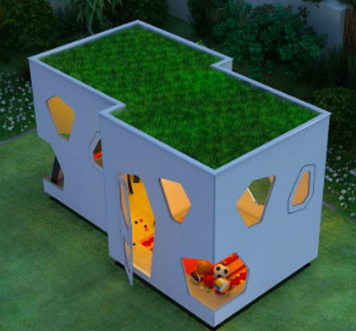 casinha futurista de madeira-casinhas de madeira para crianças