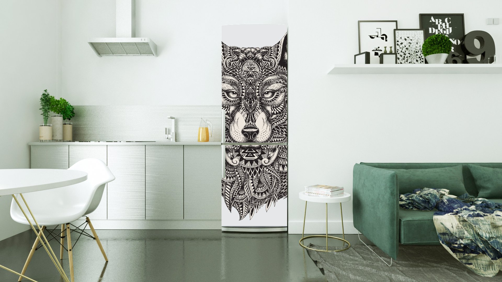 vinil de lobo na geladeira-decorar a sua casa com vinil