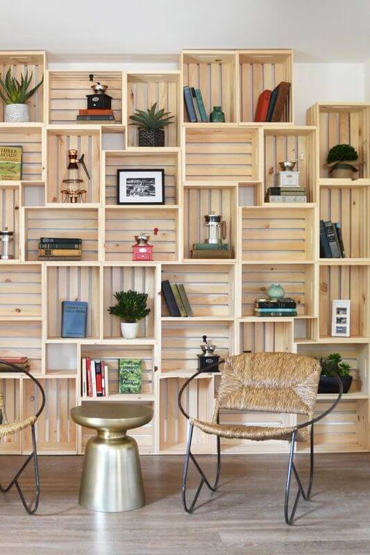 estante de madeira-organizar a sua biblioteca