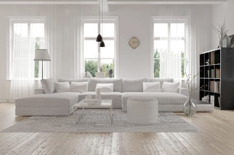 decorar a sala de estar com móveis grandes-sala branca