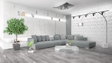 decorar a sala de estar com móveis grandes- cinza