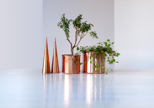 vasos de cobre para decoração industrial