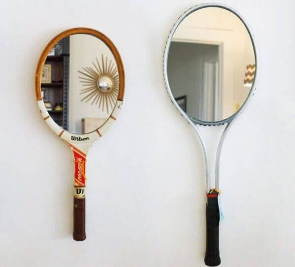 Recicle as raquetes de tênis e transforme-as em espelhos