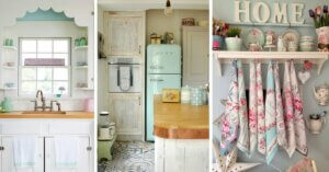 Nostaljik bir mutfak yaratmak için mobilyalar.