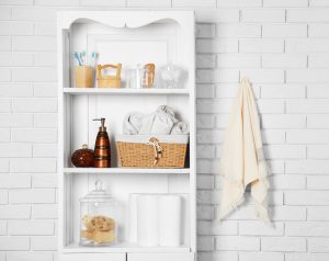Wicker baskets make for gorgeous and practical bathroom accessories.