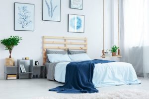 Indigo is the hottest bedding color in 2018's bedding trends.