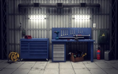 Garage Work Desk Space